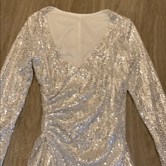 Silver Sequin Mini Dress - Picture 3 of 5